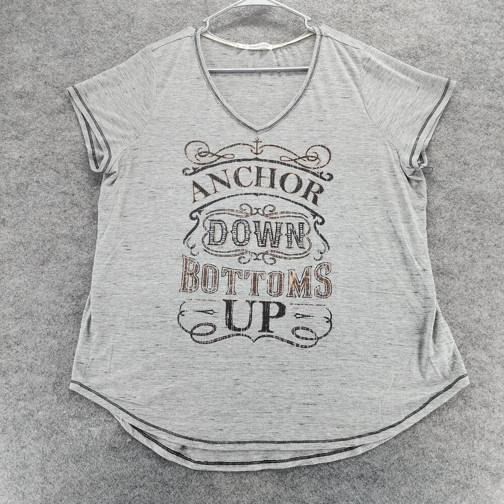 Maurices Shirt Womens Size 1 Short Sleeve Gray Anchor